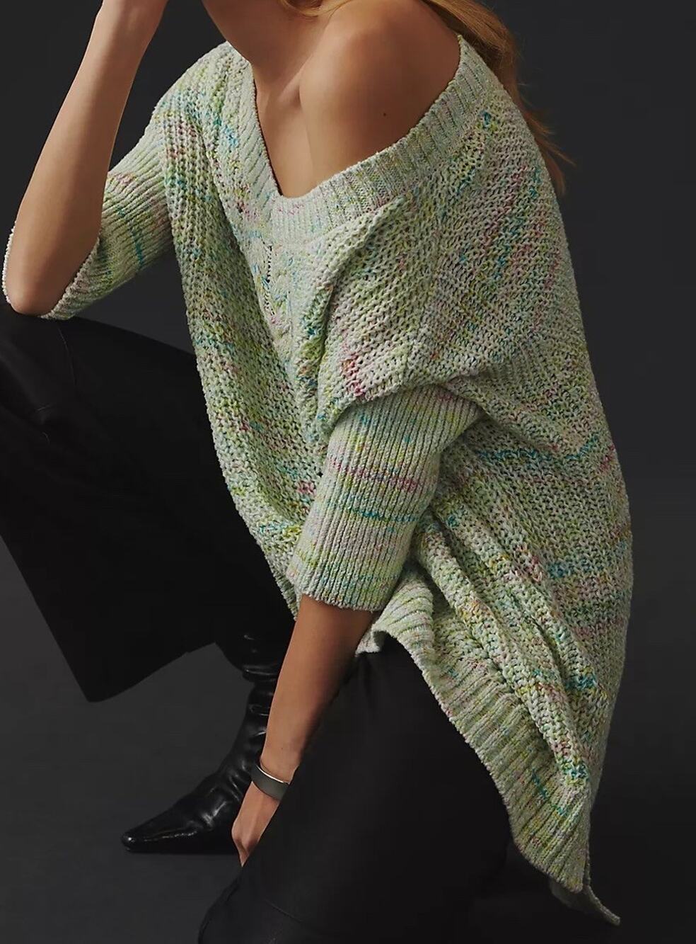 Pilcro Oversized Sweater Women’s XS Relaxed Pastel Green Multi Anthropologie